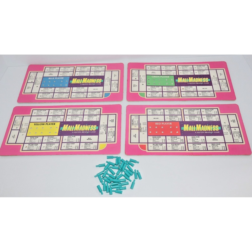 MALL MADNESS Game 1989 Milton Bradley Replacement Pegs & Shopping List Cards